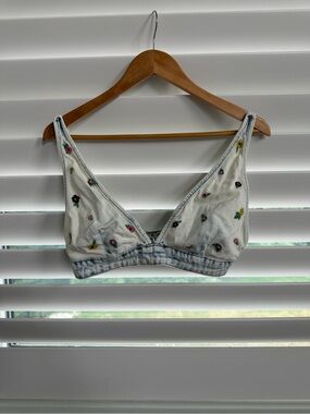 White Floral Embroidered Bralette